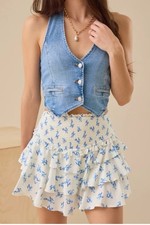 Wild Fable Women s Tiered Skort Blue Floral Medium High Rise, Built In Shorts