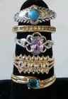 Lot Of 5 Modern & Vintage, Gold And Silver Tone Rhinestone Costume Jewelry Rings