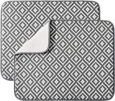 Dish Drying Mat for Kitchen 2 Pack, Ultra Absorbent Microfiber Dishes Drainer Ma