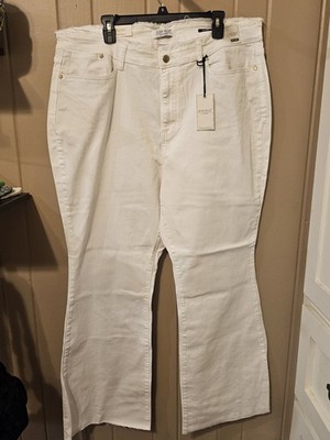 Judy Blue Women s Plus 22W High Rise Frayed Waist Flared White Denim Jeans 5Pckt