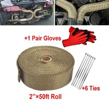 Titanium 2 50ft Exhaust Header Heat Wrap Trap Motorcycle Fiberglass 6 Ties