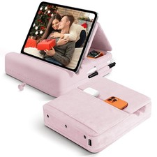 Tablet Pillow Stand with Storage, Foldable iPad Holder for Lep, Bed, Purple