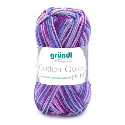 GRÜNDL WOLLE COTTON QUICK PRINT 50G AUBERGINE MULTICOLOR 100G/5,98 EUR NEU