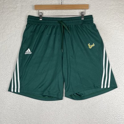 USF Bulls Adidas Shorts Green Mens XL Stripe South Florida AeroReady Team Issued