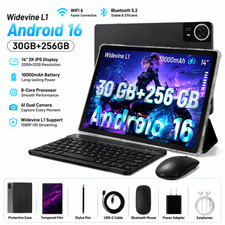 14.1 inch IPS LCD TouchScreen Tablet Android 16 30GB RAM 256GB ROM 10000mAh WiFi