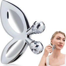 Stainless Steel Face Roller-3D Butterfly Facial Roller for Women,2-in-1 Gua S...
