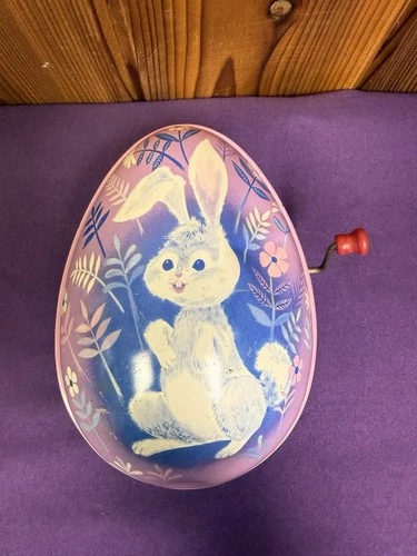 Mattel Tin Wind-Up Music Easter Egg - Vintage 1953 - WORKS!!