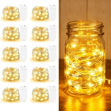10 Pack Battery Operated Fairy String Lights for Mason Jar Centerpiece Table