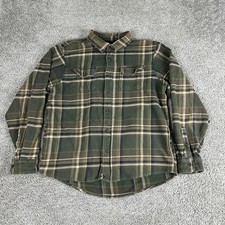 Orvis Shirt Mens XL Plaid Flannel Heavyweight Double Brushed Outdoor Pockets