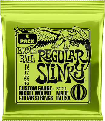 Ernie Ball Regular Slinky Nickel Wound E-Gitarrensaiten, 3Er-Pack, Stärke 10-46