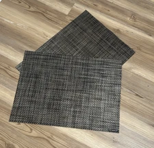 Chilewich Basketweave Set of 2 Woven Placemats, 14” x 19”, Brown Beige Bronze