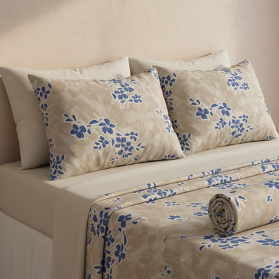 SOMMA Olivia Doppelbettwäsche-Set aus Perkal mit blauen Blumen