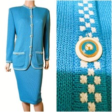 Nice St John Santana Knit Skirt Jacket Suit sz 12 14