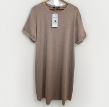 Yexipo Tan T-Shirt Dress NWT Soft Jersey Knit Pockets Short Women’s Plus 2XL