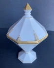 Vintage Westmoreland Milk Glass Candy Dish w/ Lid & Gold Trim Octagon Shaped