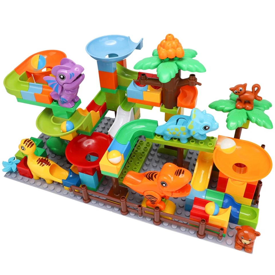 Murmelbahn Bausteine Dinosaurier Spielzeuge,Kinder STEM Spielzeug Dino Kugelbahn - Bild 3 von 4