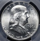 1960 FRANKLIN HALF DOLLAR PCGS MS 64 FULL BELL LINES, BRIGHT SILVER SATIN LUSTER