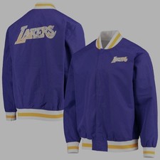 Men's Los Angeles Lakers Jacket Purple Mitchell Ness Hardwood Classics Size M