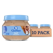 Gerber Stage 2 Baby Food, Beef and Gravy Jar, Baby Food Meat Puree, Baby Mealtim