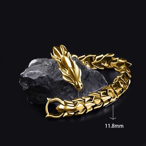 316L Stainless Steel Dragon Head Bracelet with Adjustable Gear Closure - Picture 7 of 16