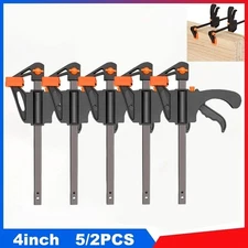 2/5pcs 4" Woodworking Bar Clamps Quick Ratchet Release F Clamp Carpentry Tool