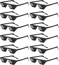12 Pack Thug Life Party Sunglasses 8 Bit Pixel Glass Multicolor Mosaic Gamer MLG