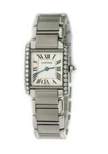 Cartier Tank Francaise 2384 20mm x 25mm Steel Custom Diamond Quartz Watch