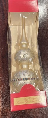 Christmas By Krebs Target 2000 Champagne Color Glass Tree Topper With Glitter
