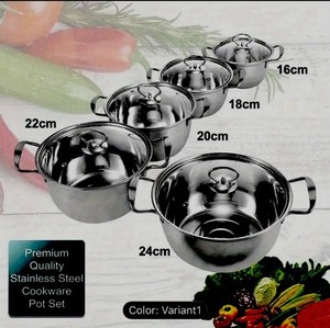10 Piece Stainless Steel Cookware Set, Light Weight Soup Pots with Glass Lid