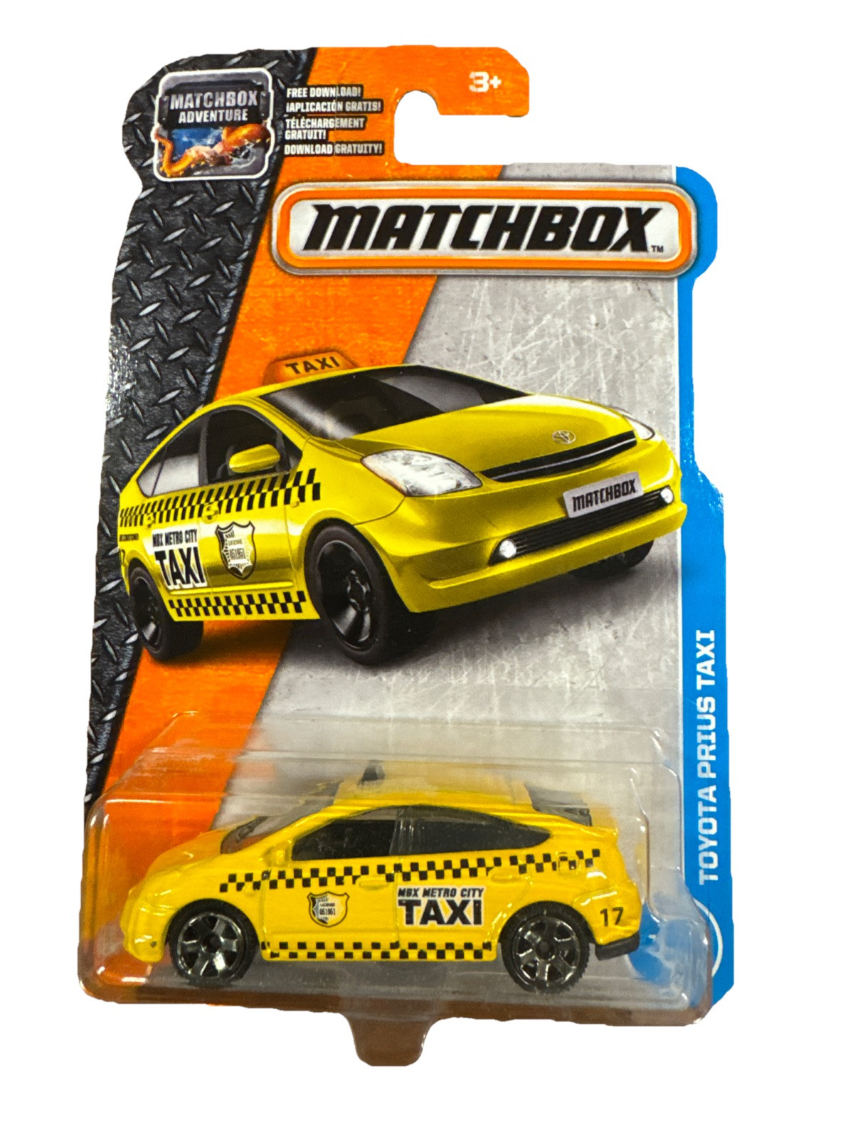 Matchbox 09 TOYOTA PRIUS TAXI Yellow 15/125 GREAT CARD Adventure