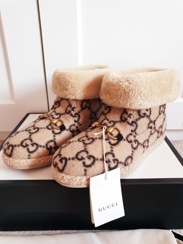 New Gucci Fria Interlocking GG Beige Shearling Wool Ankle Boots UK 5.5 EU 38.5 - Picture 16 of 17