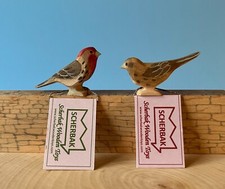 House Finches birds pair handmade WALDORF wood toy by Scherbak. Ostheimer like