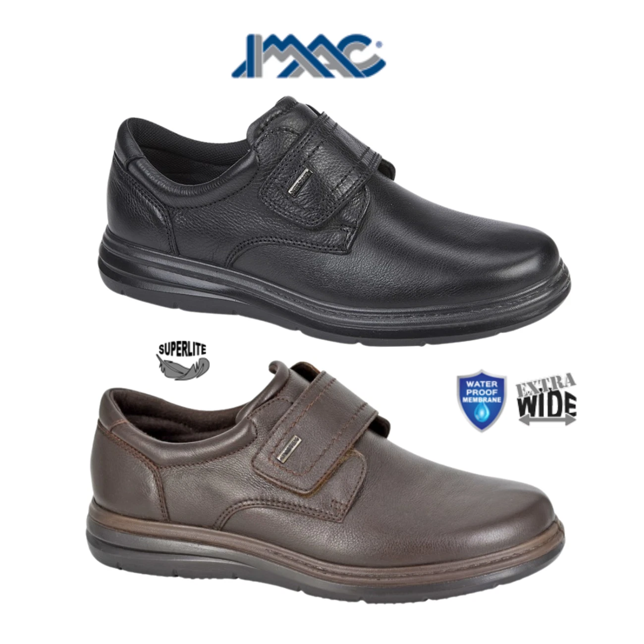 Mens IMAC M337 Extra Wide Touch Fasten Smart Casual Waterproof Leather Shoes
Opens in a new window o