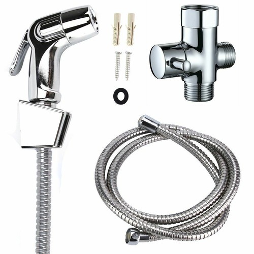 Sliver Bidet Spray Handheld Shattaf Bathroom Sprayer Shower Head +Hose Kit US - Picture 9 of 12