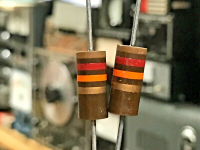 12K 12,000 OHM ~ 2 WATT~ MATCHED PAIR ~ ALLEN-BRADLEY CARBON COMPOSITE RESISTORS