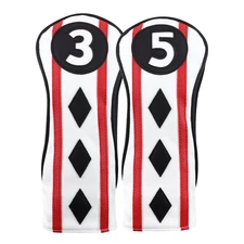 Majek Golf Clubs Poker Diamond Black Red White #3 +#5 Fairway Wood Headcover Set