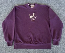 Morning Sun VTG Grandma Core Sweatshirt Purple Mice Embroidered 