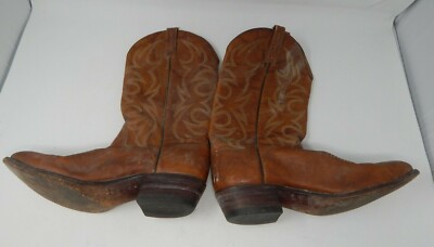 Bottes Western Homme El Dorado Fait Main En Cuir Vieilli - Taille 11 D - Bout Pointu Marron - Occasion Très Bon état