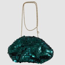 $485 Rafe Women's Green Aya Sequined Frame Chain Shoulder Clutch Purse Bag