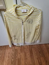 The Quacker Factory Sweater Womens YellowFull Zip Hoodie Sweatshirt