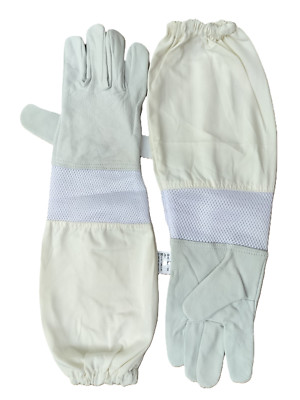 Beekeeping Gloves Ventilated, Full Arm for US Beekeepers Goatskin A Grade, XXL
