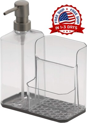 Dispensador De Jabón Para Platos Y Portaesponjas Para Fregadero (Clara Y Gris)