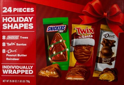 Snickers, Twix & Dove Chocolate Holiday Shapes Christmas Candy Bars Stocking Stu