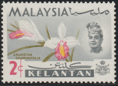 (E29)MALAYSIA ERROR 1965 KELANTAN ORCHIDS 2c GREN SHIFT DOWN SLIGHTLY MNH - Picture 3 of 4