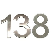 Stick-On House Numbers - No 138 - Stainless Steel - 10cm - Door, Fence, Gate