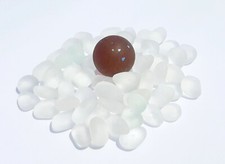 Genuine Nova Scotia Beach Sea Marble - Speckled Amber w/ Tiny Whites