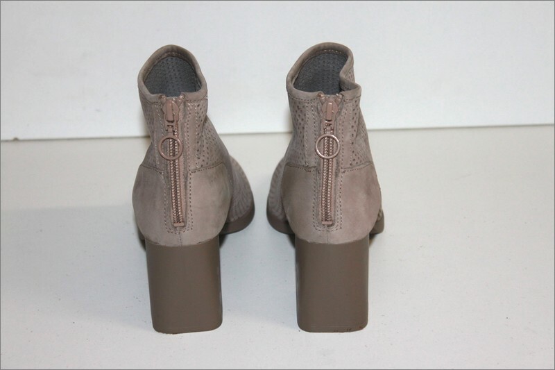 Bottines Camper En Cuir Ajouré Gris Taupe - Taille 39 - Talon Large 6,5 Cm - Occasion TB