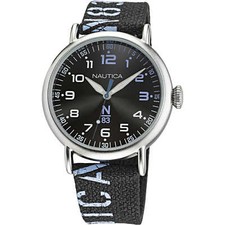 Image of Mens Wristwatch NAUTICA N83 NAPLSF015 Canvas Black Sub 50mt