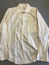 Pronto Uomo Dress Shirt Men's 34/35 Ivory non-iron 100 Cotton 17" Collar
