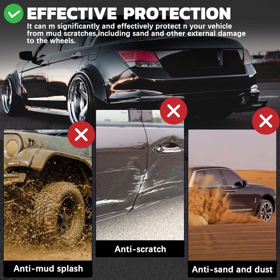 For Fiat 500 Abarth 4PCS Fender Flares Extra Wide Body Wheel Arch Mudguard 4.5" Foto 4 de 4